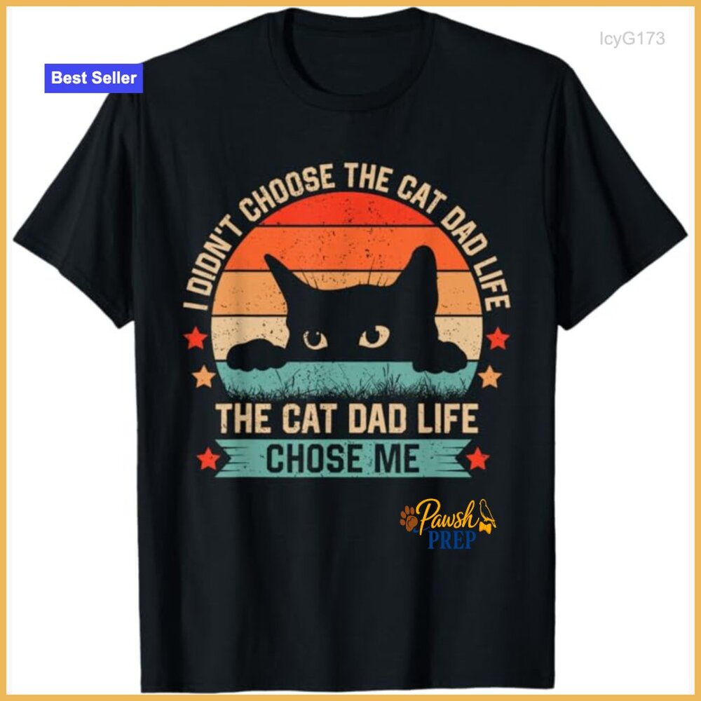 Men's Classic Fit Cotton T-Shirt Novelty Cat Dad Graphic Tee